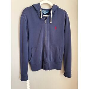 Vintage Y2K Polo by Ralph Lauren Navy Zip Hoodie Mens Size Small Red Pony Preppy